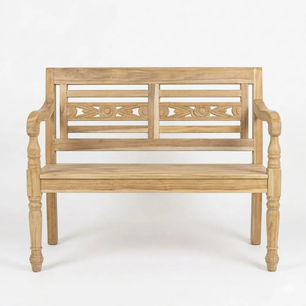 Zweier-Sitzbank aus Teak für Garten und Balkon