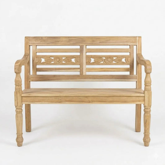 Zweier-Sitzbank aus Teak für Garten und Balkon