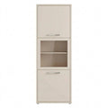 Elegante Vitrine mit Glastüren, Kaschmir Beige, 3 Fächer