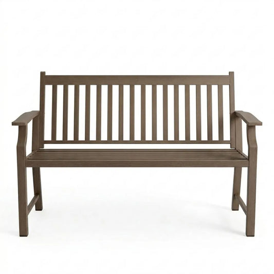 Wetterfeste Gartenbank für Terrasse und Garten, 2-Sitzer, bis 240 kg belastbar, UV-beständig, Braun