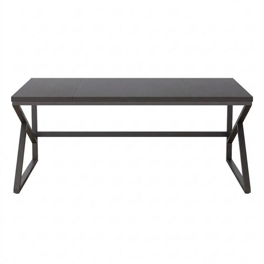 Doppelschreibtisch für Home Office, industrielles Design, Schwarz, 200 cm