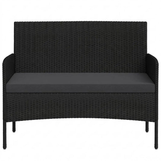 Gartenbank aus Polyrattan für 2 Personen mit Kissen, wetterfeste Loungemöbel für Terrasse