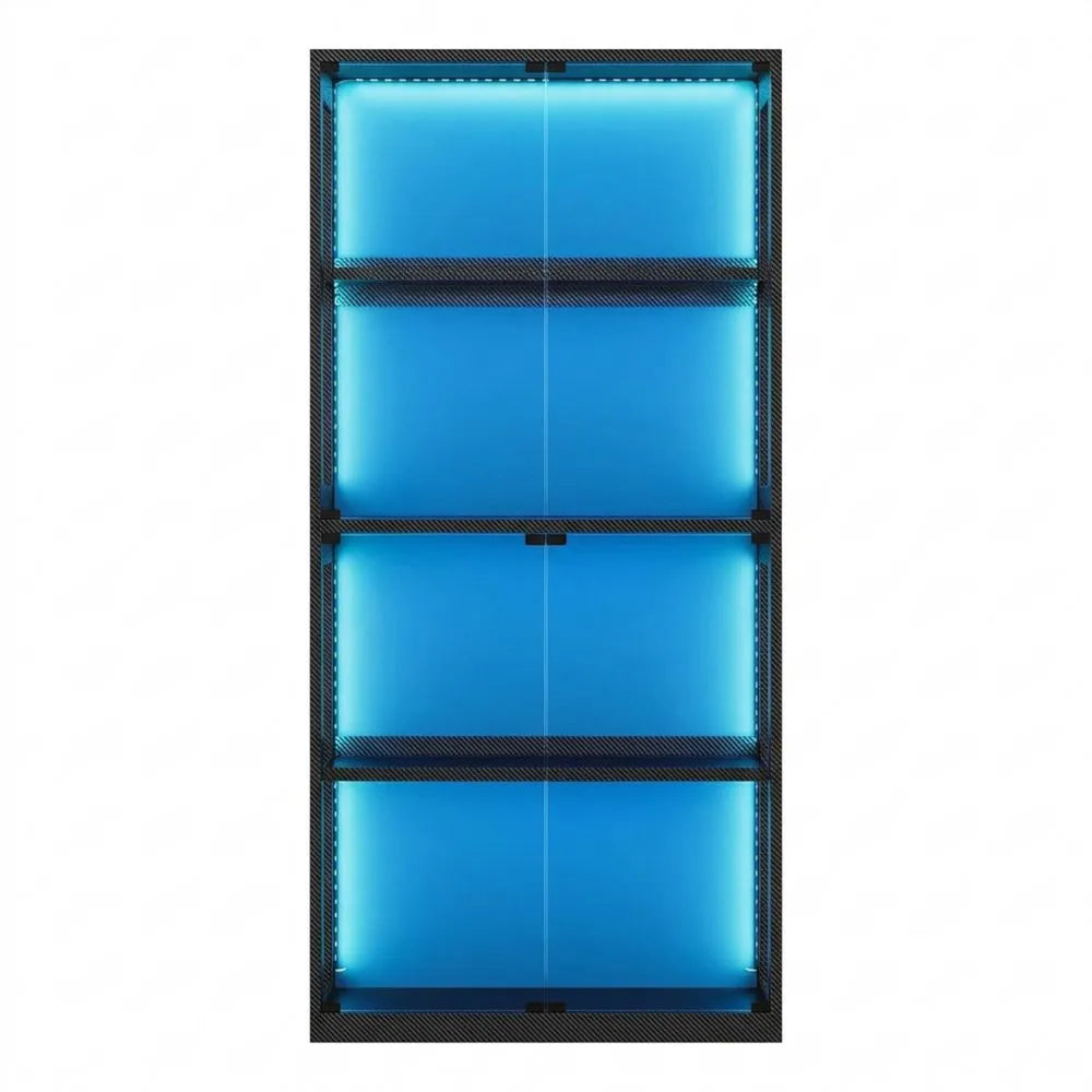 Hochschrank mit Glastüren und LED-Beleuchtung für Wohnzimmer oder Büro