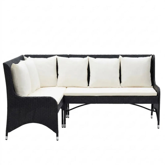 2-teiliges Garten-Loungesofa aus Polyrattan in Schwarz