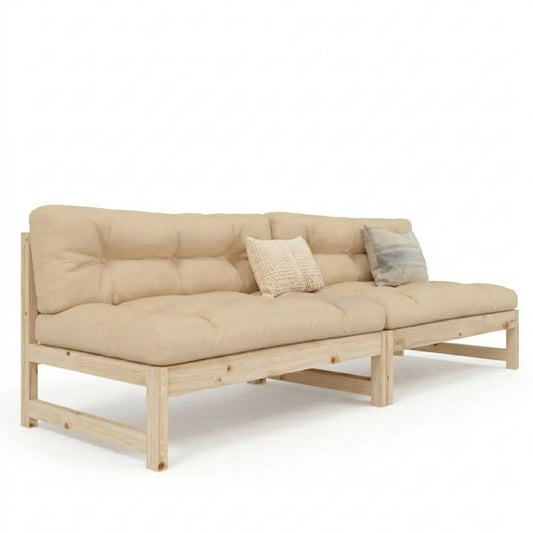 Massives Kiefernholz-Sofa für den Garten, 2 Stück, 120 x 80 cm, Outdoor- und Terrassensofa