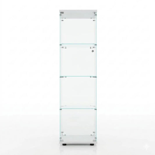 Transparente Glasvitrine mit Sicherheitsschloss und 4 Böden
